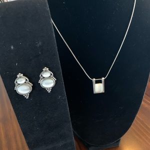 Moonstone Necklace and Earrings Set